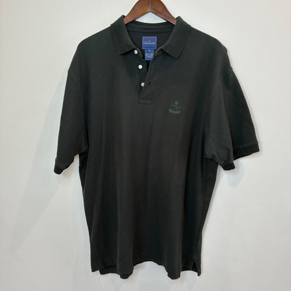 Faconnable Mens XL Polo Shirt Dark Green Cotton Pique Short Sleeve Crest Logo